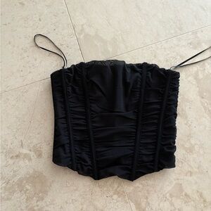 All Saints Black Ruched Tube Top